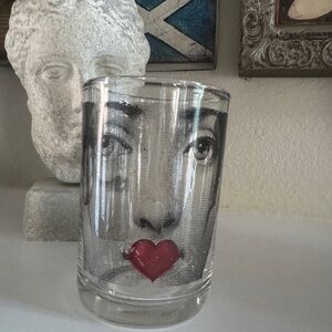 Crisa Mexico‎ Art Glass – Surrealist Face with Red Heart Lips- Rare